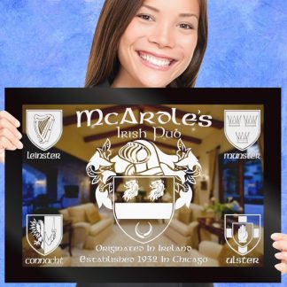 'Irish Provincial Shields And Family Coat Of Arms' - Home Bar Etched Mirror Gift 2