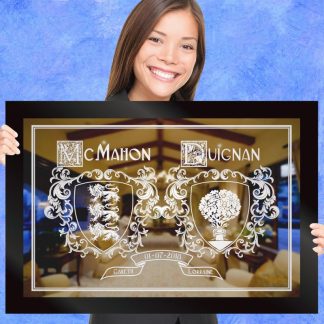 Floral Ambience Custom Engraved Coat of Arms Gift Mirror