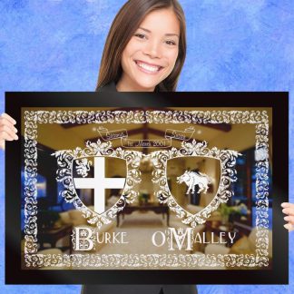 Resplendent Blossom Custom Engraved Coat of Arms Gift Mirror