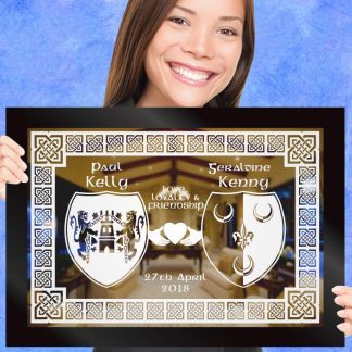 Love, Loyalty, & Friendship Custom Engraved Coat of Arms Gift Mirror