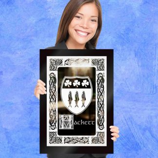 Celtic Design Single Family Crest Custom Engraved Coat of Arms Gift Mirror