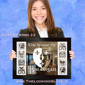 Celtic-Style Single Family Crest Custom Engraved Coat of Arms Gift Mirror