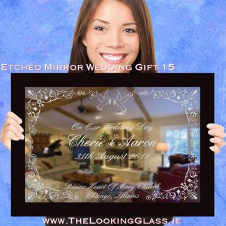 An Elegant WEdding Day Keepsake Custom Engraved Wedding Gift Mirror
