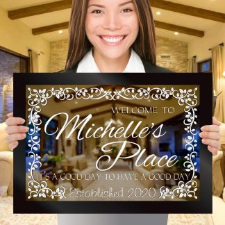 custom mirror for ladys home bar