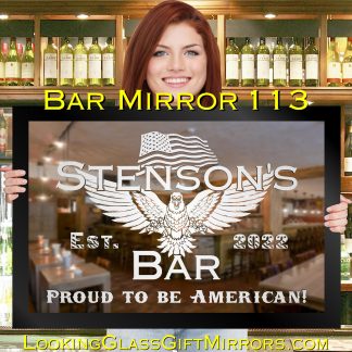 ‘Patriotic American Bar Mirror’ – 33" x 23" Home Bar Etched Mirror Gift 113