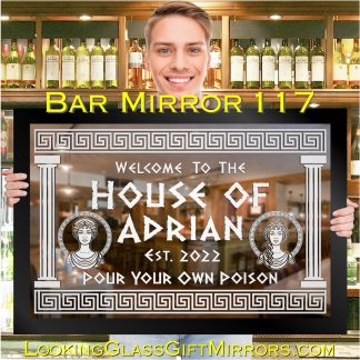 ‘Greek Goddess Bar Mirror’ – 33" x 23" Home Bar Etched Mirror Gift 117