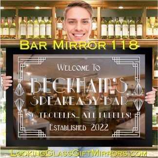 ‘Speakeasy Bar Mirror’ – 33" x 23" Home Bar Etched Mirror Gift 118