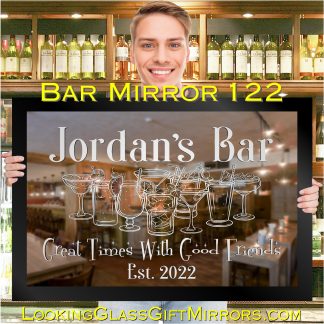 ‘Cocktails Bar Mirror’ – 33" x 23" Home Bar Etched Mirror Gift 122