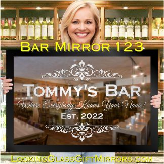 ‘Traditional Elegant Bar Mirror’ – 33" x 23" Home Bar Etched Mirror Gift 123
