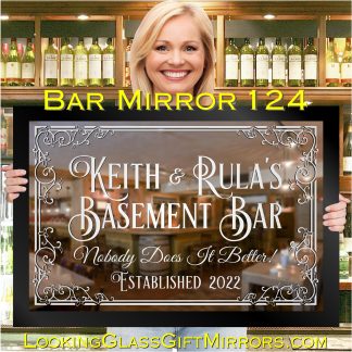 ‘Vine Border Bar Mirror’ – 33" x 23" Home Bar Etched Mirror Gift 124