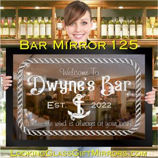 ‘Nautical Bar Mirror’ – 33" x 23" Home Bar Etched Mirror Gift 125