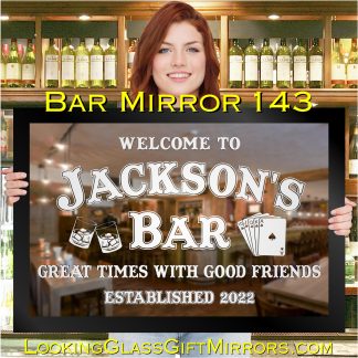 ‘Poker Night Bar Mirror’ – 33" x 23" Home Bar Etched Mirror Gift 143
