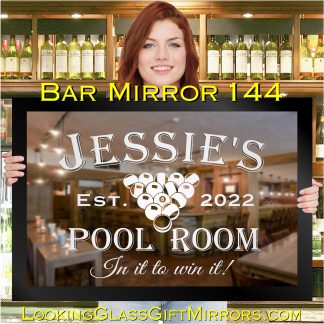 ‘Pool Room Bar Mirror’ – 33" x 23" Home Bar Etched Mirror Gift 144