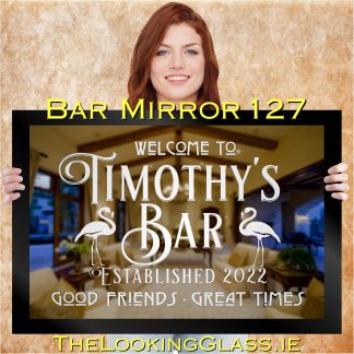 ‘Flamingo Bar Mirror’ – 33" x 23" Home Bar Etched Mirror Gift 127
