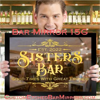 'Traditional Bar Mirror' - Gold Design Home Bar Etched Mirror Gift 15g