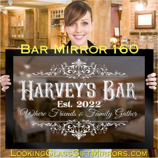 'Intricate Scroll Work Bar Mirror' - 33" x 23" Home Bar Etched Mirror Gift 160
