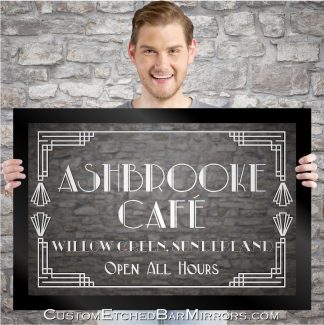 Custom: Mary B. re. Ashbrooke Cafe, 900mm x 600mm Framed Etched Mirror