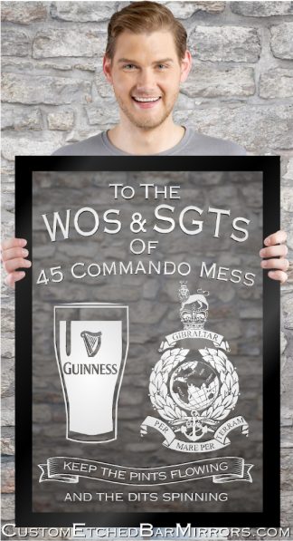Custom: Kevin H. re '45 Commando Mess',  33" x 23" Framed Etched Mirror