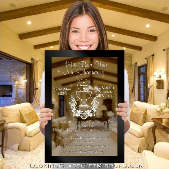 Custom order - Norah C. re. Abbie Brid Una 20"x14" etched mirror