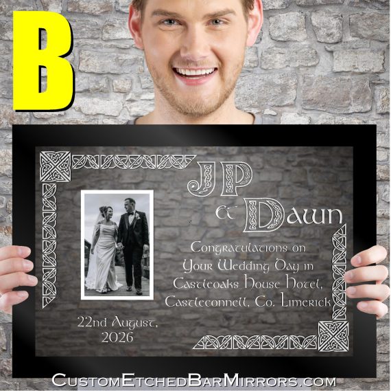 Custom order - Grace W.- 20"x14" framed mirror with etched design & photo