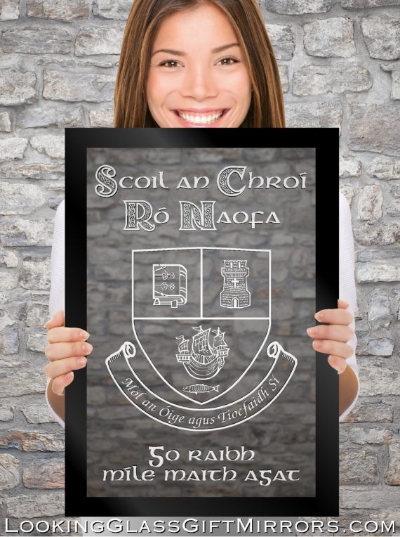 Custom order - Niamh G.- 14"x20" framed mirror with etched design
